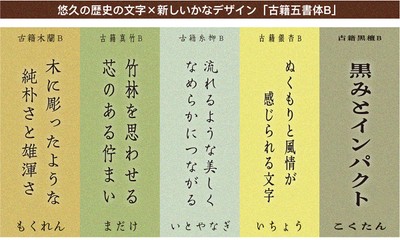 ダイナフォント「古籍五書体B」書体見本
