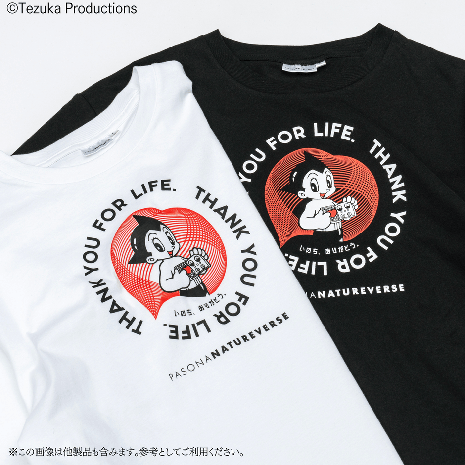 ▲半袖Tシャツ アトム ハート (白/黒) PASONA×ATOM & B・J