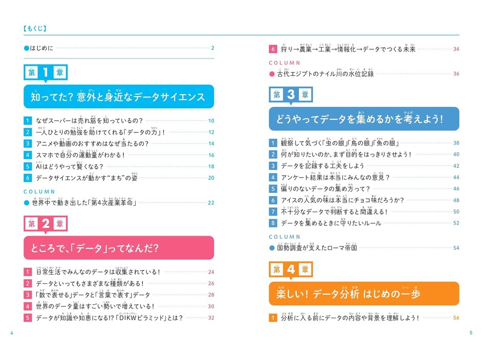 『こどもデータサイエンス　なぜデータサイエンスが必要なのかがわかる本』もくじ①