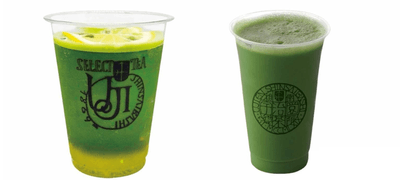 「レモン抹茶」(左)、「抹茶グリーンティー」(右)