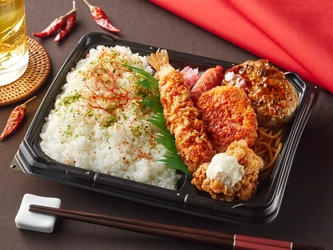 あの味がミニストップで味わえます！！ 名古屋名物「赤から」監修商品 「ずっしり！赤からミックス弁当」  「旨辛焼うどん」、「冷しつけ麺」 など計６品、６／１４（火）発売