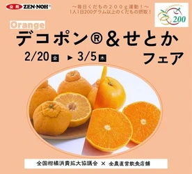 濃厚な甘さとジューシーな果汁が人気の中晩柑。全農直営飲食店舗で「デコポン®＆せとかフェア」を２月２０日（金）～３月５日まで開催