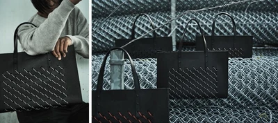 世界唯一、本革にひし形金網を編み込んだ「フェンスBAG」を商品化　東大阪企業製造の工業資材をファッションアイテムとして新市場を開拓