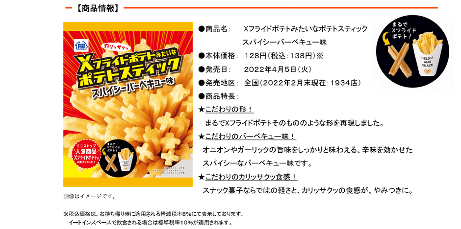 Xフライドポテトみたいなポテトスティック