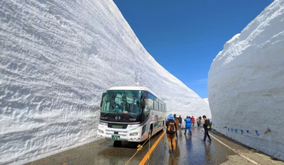 富山県と長野県を結ぶ“立山黒部アルペンルート”が 4月15日(火)に全線開通　 立山黒部の春を代表する「雪の大谷」の高さは16m！