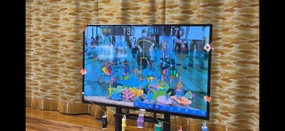 園児の描いた塗り絵を取り込んだ「魚釣り」ゲーム