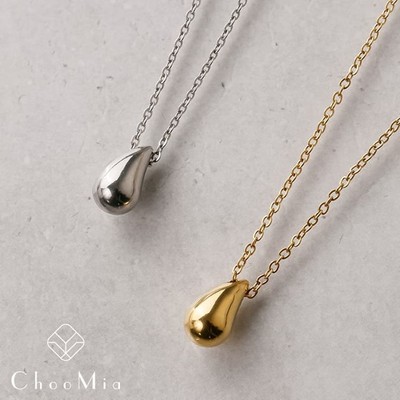 【18K】ニュアンスドロップモチーフステンレスネックレス