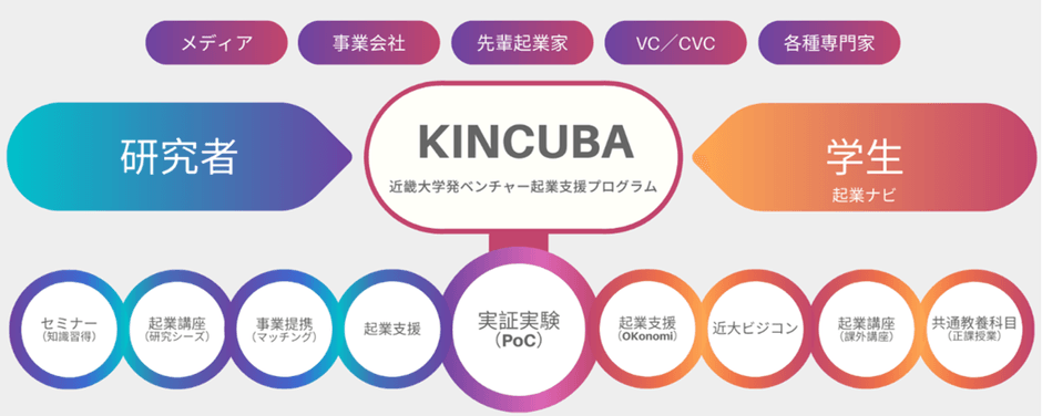 起業支援プログラム「KINCUBA」の全体図