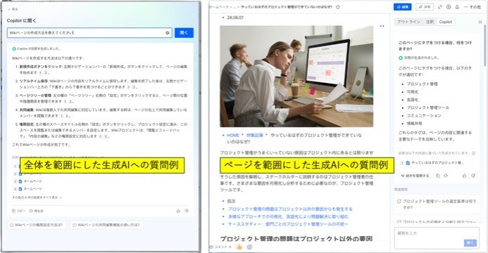 『ONES Wiki』の生成AI機能. 2