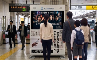 思わず人が集まる集客型自販機【ADWATER】 の設置場所募集を開始！
