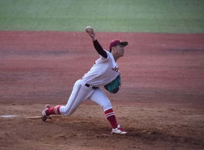 最優秀選手に選ばれた天野投手
