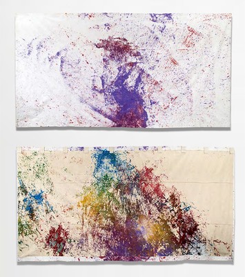 嶋本昭三「無題」布・アクリル、ガラスの欠片 243.0×473.0cm 落札予想価格600~800万円
