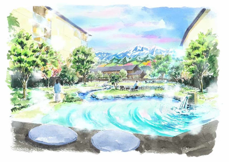 界 奥飛騨の中庭からアカンダナ山を望む(イメージ図)