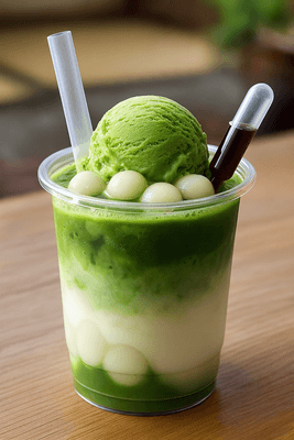 TOKYO抹茶ラテ/東京産の抹茶を使用し、黒蜜やミニ白玉、アイスクリームとカフェタイムにもぴったり